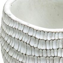 Article Jardinière Béton Blanc Vintage Nid d'Abeille Pot de Fleur Décoratif H15cm Ø15cm