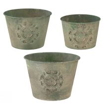 Article Pot de fleur métal vert vintage Ø22cm–13,5cm lot de 3