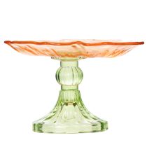 Article Assiette décorative en verre avec pied, motif floral, idéale pour une décoration de table élégante et estivale, 15 cm