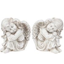 Article Ange en deuil assis figurine décorative crème 6,5×5×7,5cm 2 pièces