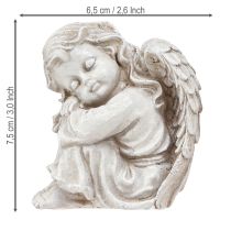 Article Ange en deuil assis figurine décorative crème 6,5×5×7,5cm 2 pièces