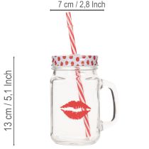 Article Verre avec couvercle et anse Ø7cm H13,5cm