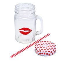 Article Verre avec couvercle & anse Ø 7 cm H. 13,5 cm