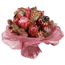 Article Mélange de fleurs séchées coquelicot artichaut protéa rose 38cm 580g