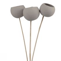 Article Fleurs séchées coupelles décoratives en forme de cloche sur tige gris 37cm 3 pcs