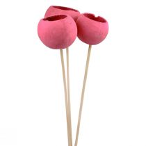 Article Fleurs séchées coupelles décoratives en forme de cloche sur tige rose 42cm 3 pcs