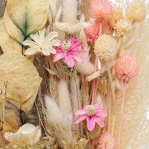 Bouquet de fleurs séchées Boho Rose Blanchi décoration séchée 80cm 140g