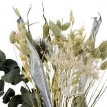 Bouquet séché de chardon eucalyptus séché argent 64cm