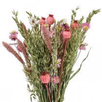 Article Bouquet séché Bouquet de fleurs des prés Rose H50cm 140g