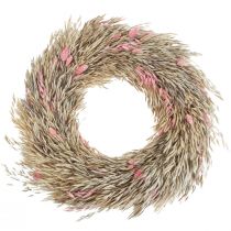 Couronne sèche avoine phalaris couronne rose naturel Ø44cm