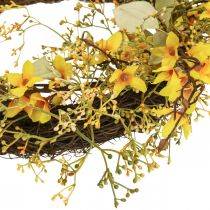 Porte couronne forsythia artificielle déco couronne jaune Ø48cm