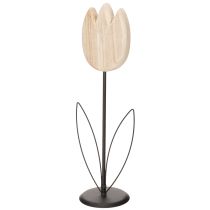 Article Figurine décorative de tulipe en bois sur un support pour une touche printanière, 47,5 cm
