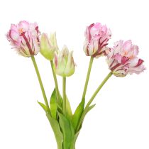 Article Tulipes artificielles tulipes perroquets bouquet violet avec 5 fleurs 40cm