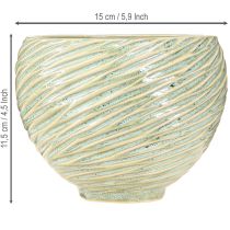 Article Jardinière décorative en céramique verte Ø15cm H11cm 2pcs