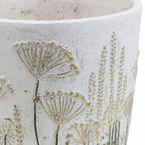 Jardinière Grand Pot De Fleurs Céramique Or Blanc Ø20.5cm H20cm