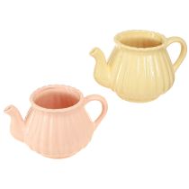 Article Jardinière théière décorative en céramique orange jaune 19,5×13,5×11cm 2 pcs