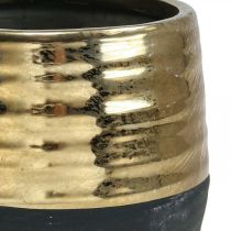Cache-Pot Céramique Noir Doré Ø13cm H12.5cm