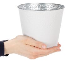 Article Pot de fleurs en métal, blanc pastel, Ø16cm H14cm