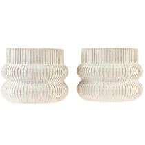 Jardinière cache-pot en céramique motif rainuré Ø10cm H11cm 2pcs