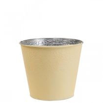Cache-pot métal pot de fleur jaune pastel Ø12cm