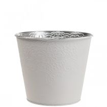 Cache-pot métal pot de fleur blanc pastel Ø12cm