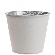 Jardinière en métal jardinière à fleurs blanc pastel Ø13.5cm H12.5cm