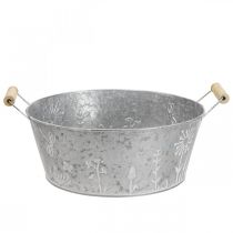 Jardinière métal coupe déco fleurs anse Ø24.5cm H10cm