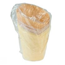 Article Jardinière papier tressé vanille, orange, rose Ø7cm H13cm 12 pcs