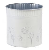 Article Jardinière Pissenlit Pot de Fleur Métal Blanc Ø15,5cm H15,5cm