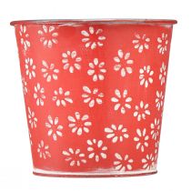 Article Pot de fleurs rouge et blanc, en métal, Ø 12,5 cm x H 11,5 cm