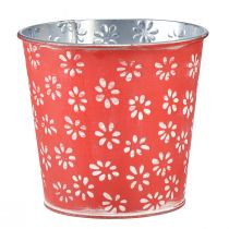 Article Jardinière rouge blanc mini pot de fleur floral métal Ø10,5cm H10,5cm