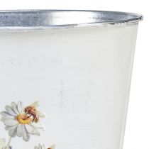Article Jardinière pot de fleurs en métal blanc fleurs Ø16cm H14.5cm