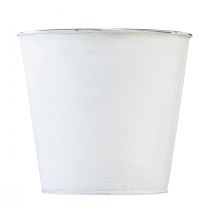 Article Jardinière pot de fleurs en métal blanc fleurs Ø16cm H14.5cm