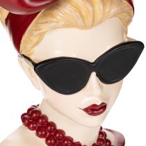 Article Vase en forme de tête de femme portant des lunettes de soleil et un collier de perles, 30 cm