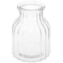Article Vase verre rainures vase en verre décoratif verre clair Ø11cm H15cm 2pcs