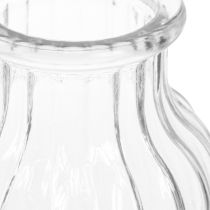 Article Vase verre rainures vase en verre décoratif verre clair Ø11cm H15cm 2pcs
