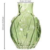 Article Vase en verre à motif de tulipe en relief, pour la décoration intérieure, 22,5 cm
