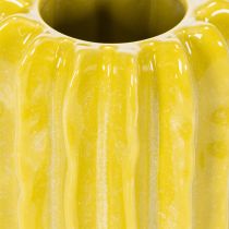 Article Vase en céramique motif cactus, design rainuré pour un intérieur moderne, 13 cm, lot de 4