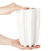 Article Vase côtelé, grand vase décoratif pour fleurs séchées, 24 cm