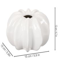 Article Vase en céramique en forme de citrouille, blanc, décoration intérieure, 15 cm