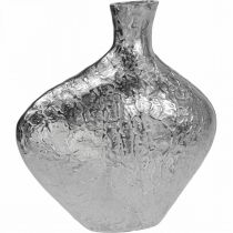 Article Vase décoratif métal martelé vase à fleurs argent 24x8x27cm