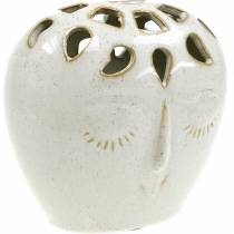 Vase en céramique crème pour le visage, beige H13cm aspect grès 1p