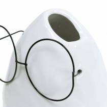 Article Vase avec verres décoration Pâques céramique blanc Ø8,5cm H13cm 3 pcs
