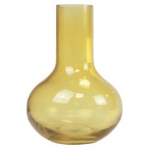 Article Vase vase en verre jaune vase à fleurs bulbeux verre Ø10,5cm H15cm