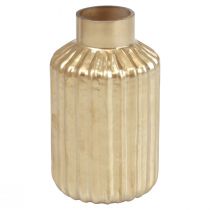 Article Vase vase en verre doré à rainures vase à fleurs en verre Ø8cm H14cm