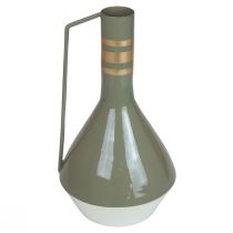 Article Pichet décoratif vintage en métal avec anse, gris et doré, Ø 18 cm H 33 cm, idéal pour les fleurs séchées et les plantes artificielles