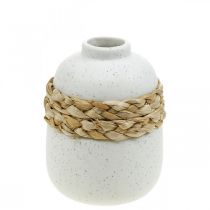 Article Vase à fleurs vase de table en jonc de mer en céramique blanche H10.5cm 2pcs