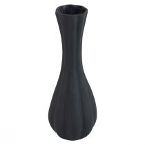 Article Vase vase verre noir rainures vase fleur verre Ø6cm H18cm