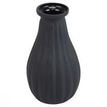 Article Vase vase verre noir rainures vase décoratif verre Ø8cm H14cm