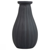 Article Vase vase verre noir rainures vase décoratif verre Ø8cm H14cm